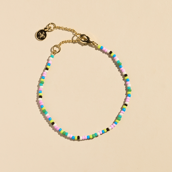 Nickel and Suede - Colorful Seed Bead Bracelet