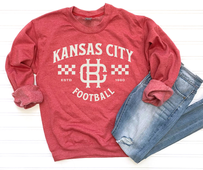 The Red Rival Wholesale - Vintage Kansas City Football Heather Red Sweatshirt: X-Large