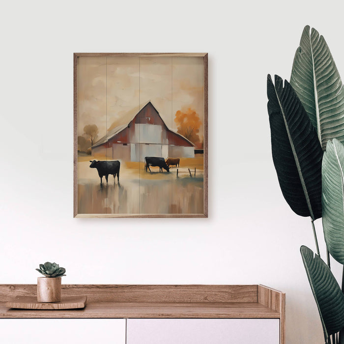 Kendrick Home - Red Barn With Cattle: 16 x 20 x 1.5