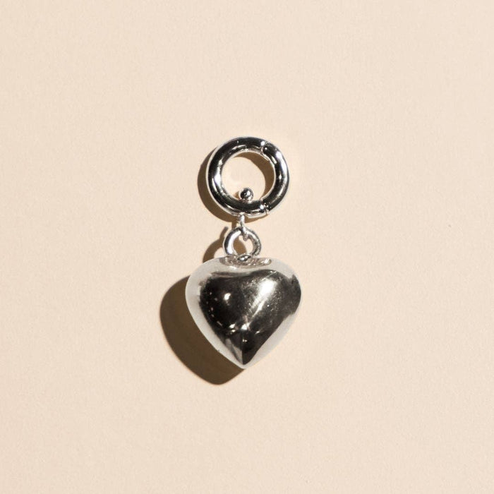 Nickel and Suede - Silver Puffy Heart Charm: Silver
