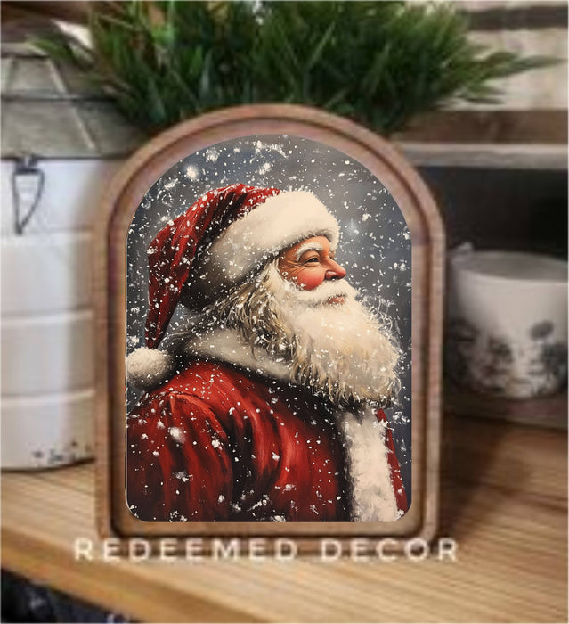 Redeemed Decor - Arch Top Antique Santa Framed Art : 6x8"