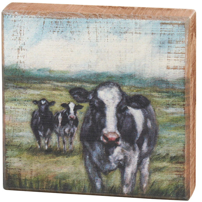Primitives by Kathy - Dairy Cows Block Sign