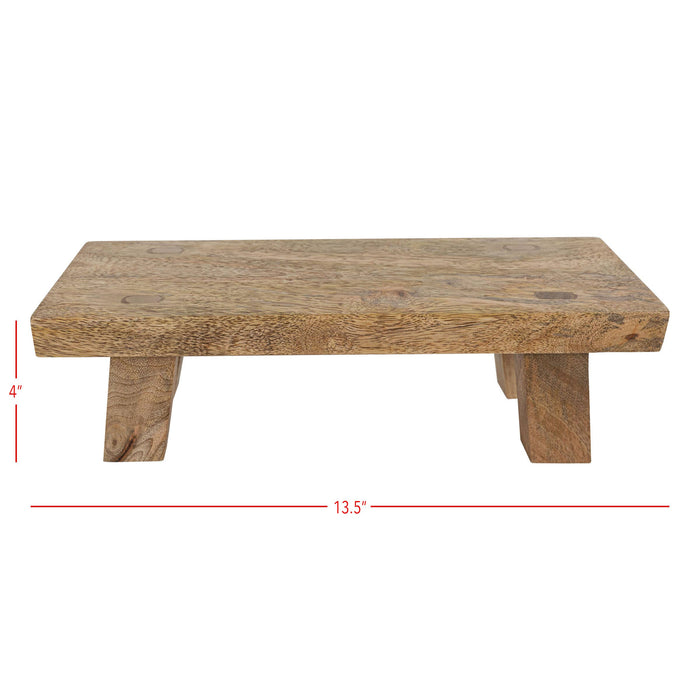 Foreside Home & Garden - Hazel Footed Stool Mango Wood Farmhouse Riser