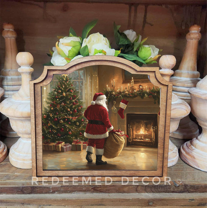 Redeemed Decor - Provincial Fireplace Santa Framed Art