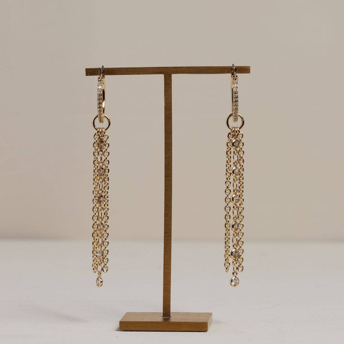 Nickel and Suede - Gold Pave Hoops: S