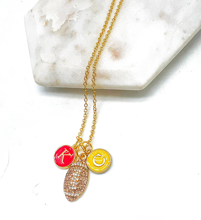 Baubles by B - Rhinestone KC Football Charm Chiefs Kansas City Necklace  : 24 inches