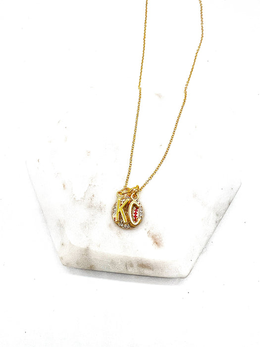 Baubles by B - Gold KC Kansas City Royals Rhinestone Baseball Necklace