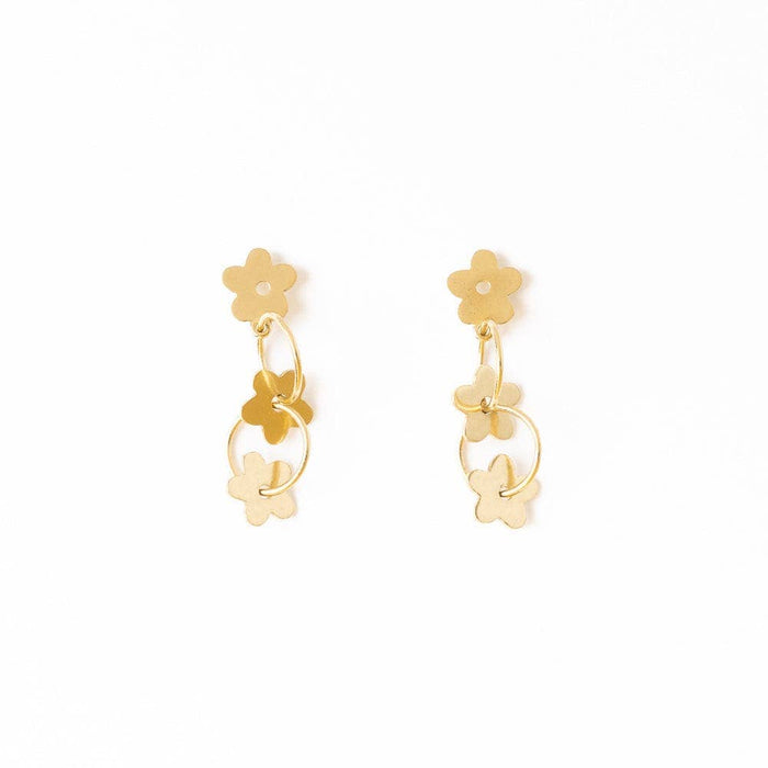INK + ALLOY - Daisy Floral Chain Post Earrings Brass