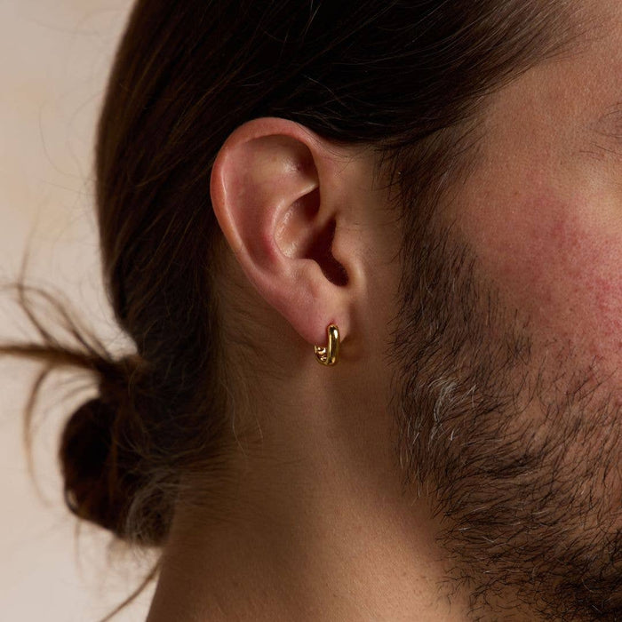 Nickel and Suede - Gold Waterproof Square Huggie Earrings: Gold