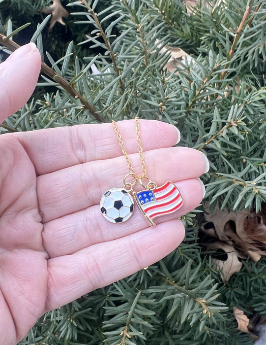 Baubles by B - World Cup Fifa Soccer America USA Futbol Charm Necklace