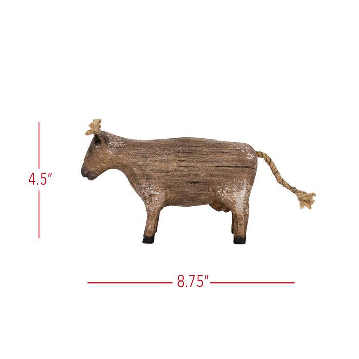 Foreside Home & Garden - Prescott Carved Cow Deco Accent Natural Wood Fall Decor