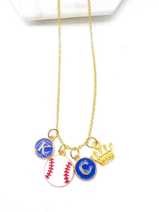 Baubles by B - KC Kansas City Royals Baseball Crown Charm Necklace Enamel