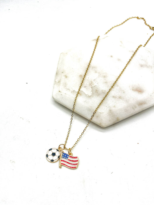 Baubles by B - World Cup Fifa Soccer America USA Futbol Charm Necklace