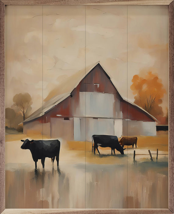 Kendrick Home - Red Barn With Cattle: 16 x 20 x 1.5