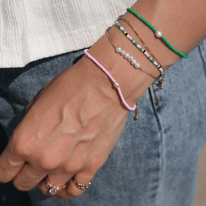 Nickel and Suede - Colorful Seed Bead Bracelet