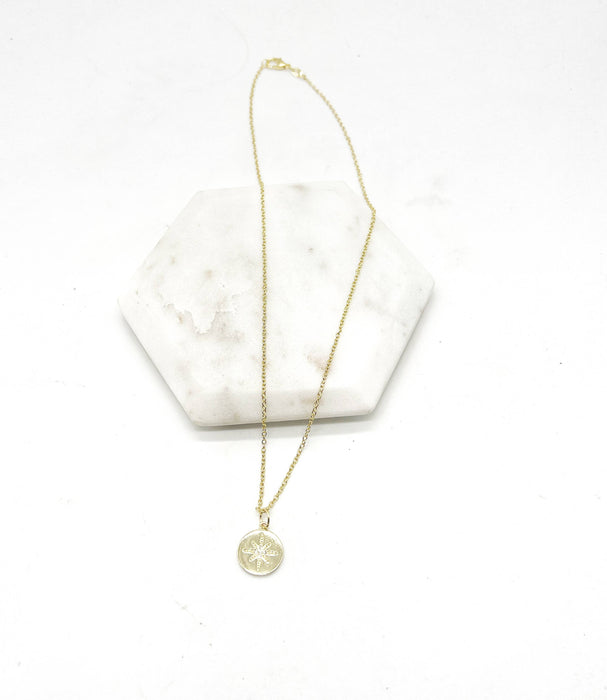 Baubles by B - Gold Star Disc Celestial Medallion Charm Necklace Layering
