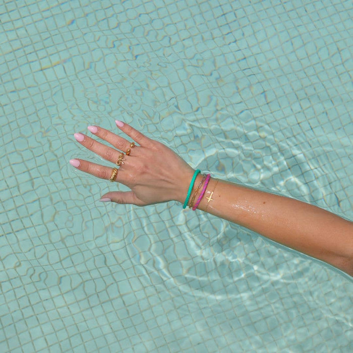 Nickel and Suede - Seafoam Minimalist Paracord Bracelet: Gold