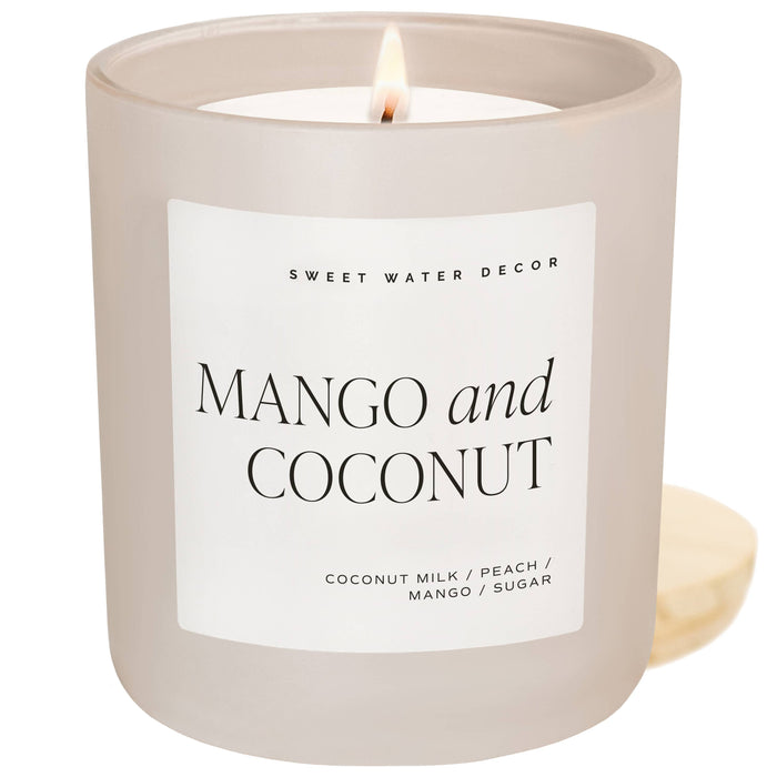 Sweet Water Decor - Mango and Coconut 15 oz Soy Candle, Matte Jar - Home Decor
