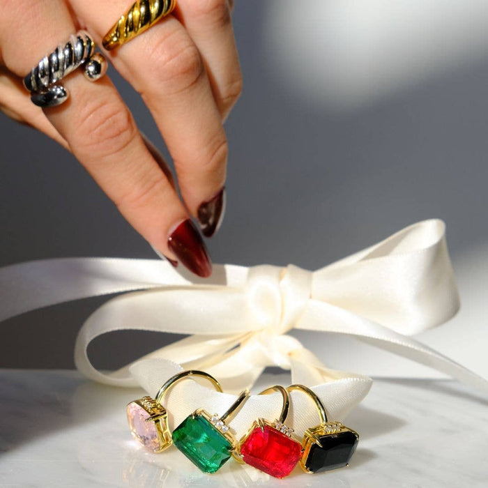 Nickel and Suede - Pink Marie Cocktail Ring: Pink / 8