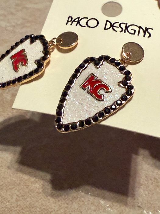 Paco Designs - White or Red KC Arrowhead Post Earrings: Red
