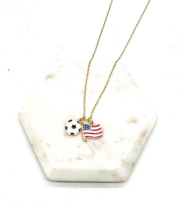Baubles by B - World Cup Fifa Soccer America USA Futbol Charm Necklace