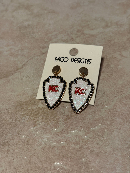 Paco Designs - White or Red KC Arrowhead Post Earrings: Red