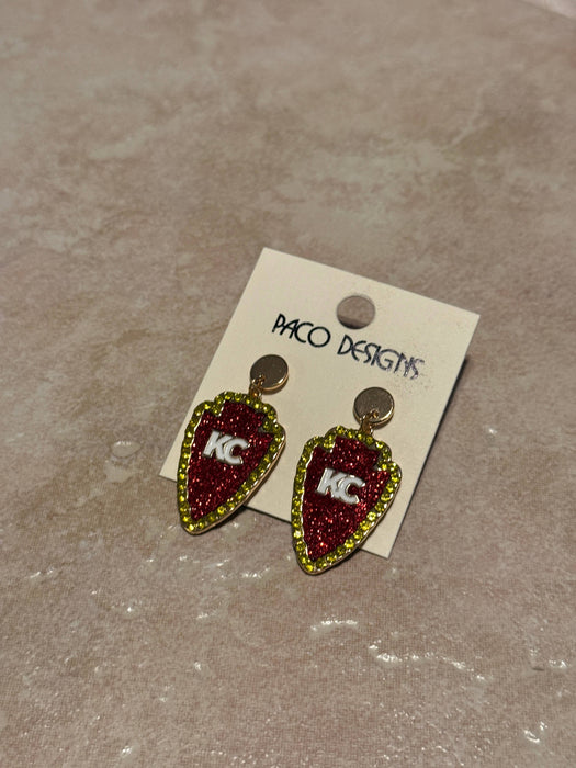 Paco Designs - White or Red KC Arrowhead Post Earrings: Red
