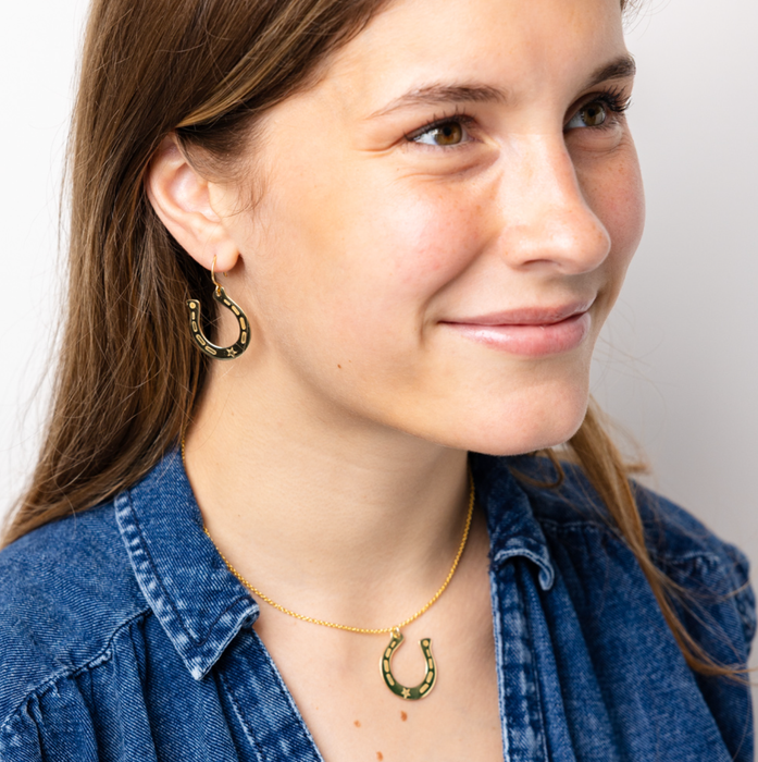 INK + ALLOY - Madison Horseshoe Dangle Earrings Brass Wholesale