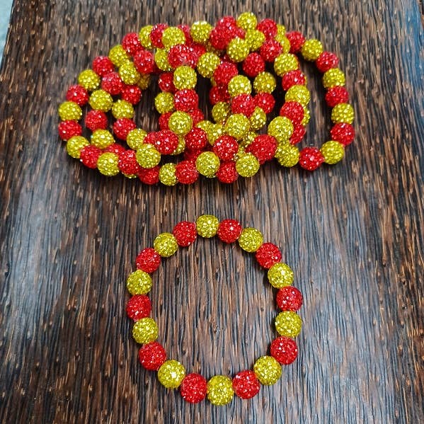 Paco Designs - Red and Yellow Bling Stretchy Bracelet