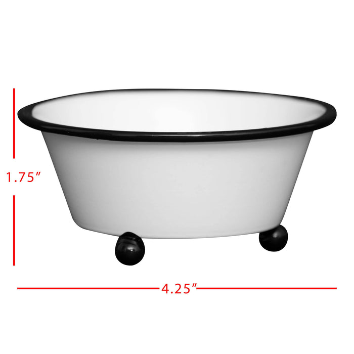 Foreside Home & Garden - Beckett White Metal Black Rim Ball Feet Jewelry Trinket Dish