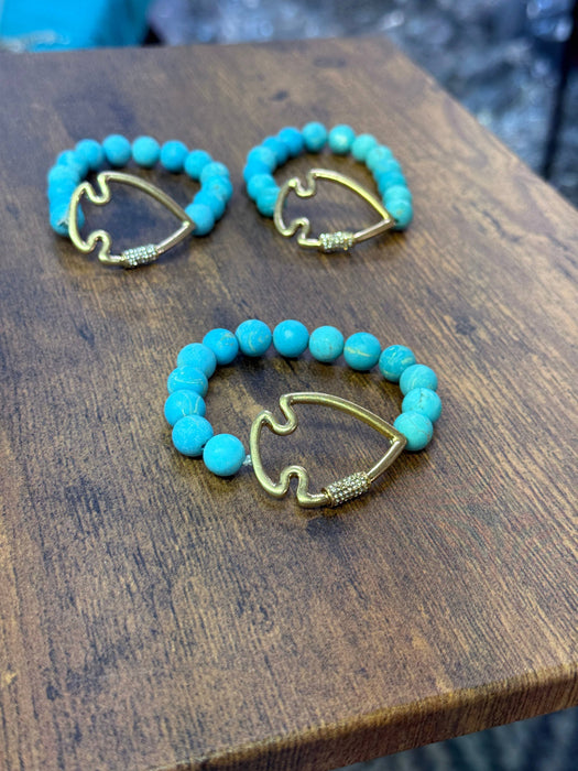 Paco Designs - NEW! Bling Arrowhead Chunky Stone Stretch Bracelet: Picture Jasper