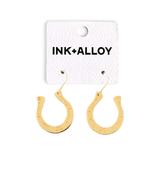 INK + ALLOY - Madison Horseshoe Dangle Earrings Brass Wholesale