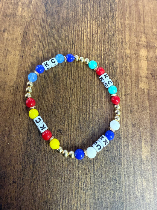 Paco Designs - KC Colors Gold Beaded Bracelet KANSAS CITY SPORTS FANS!