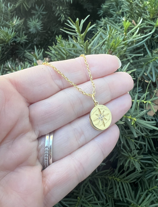 Baubles by B - Gold Star Disc Celestial Medallion Charm Necklace Layering