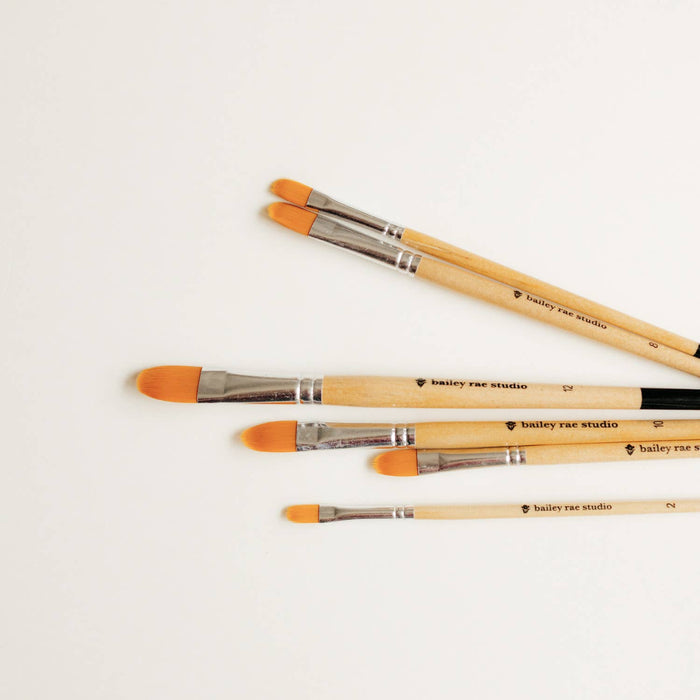 Bailey Rae Studio - Filbert Watercolor Brush Set -- 6 piece