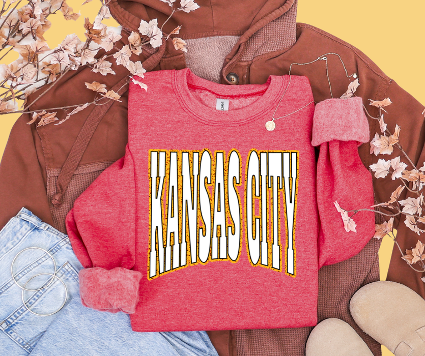 The Red Rival Wholesale - Kansas City Block Letters on Heather Red Sweatshirt: Medium