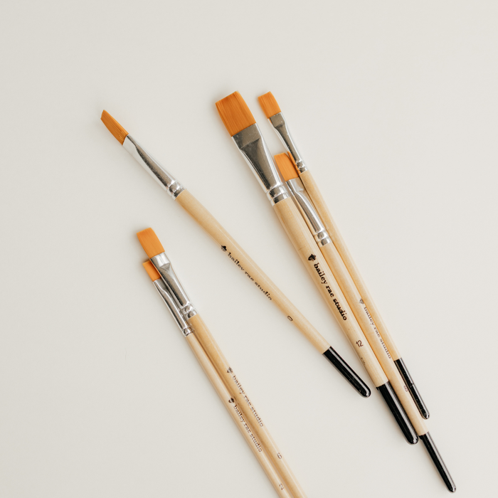 Bailey Rae Studio - Flat Tip Watercolor Brush Set -- 6 piece