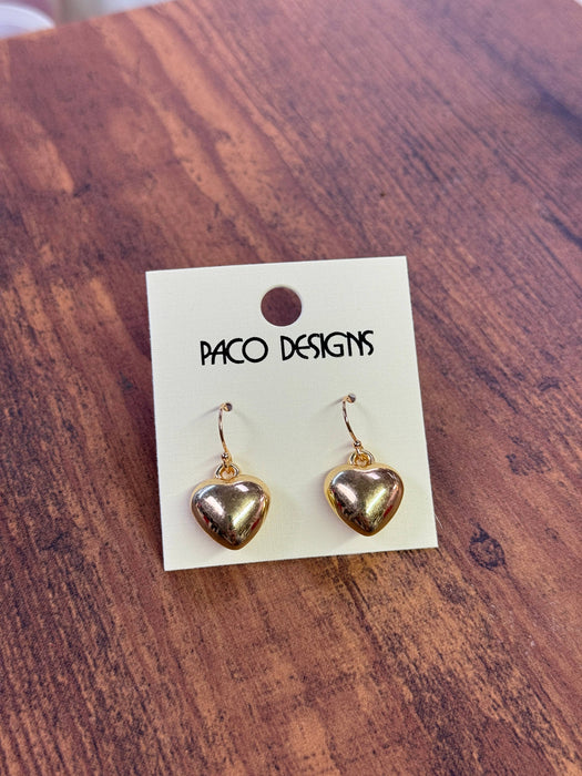 Paco Designs - Little Lightweight Gold Heart Earrings
