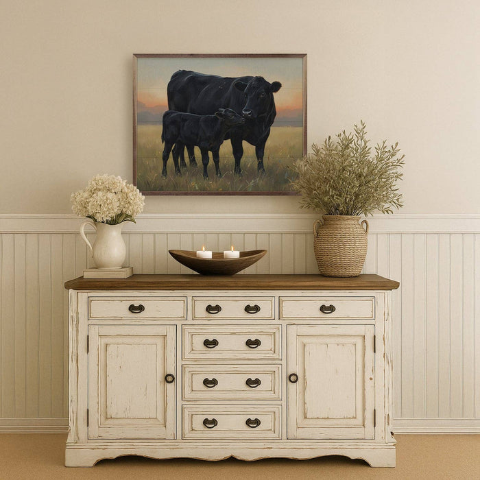 Kendrick Home - Beef Cow And Baby Standing: 20x16