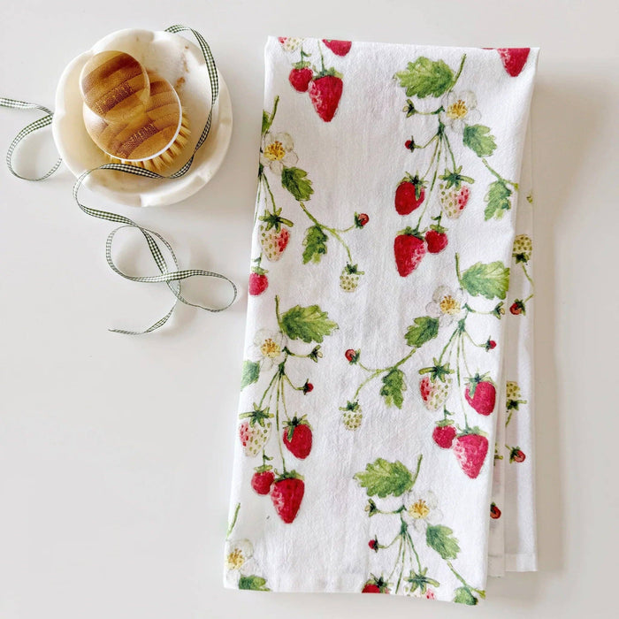 emily lex studio - Strawberry cotton flour sack tea towel