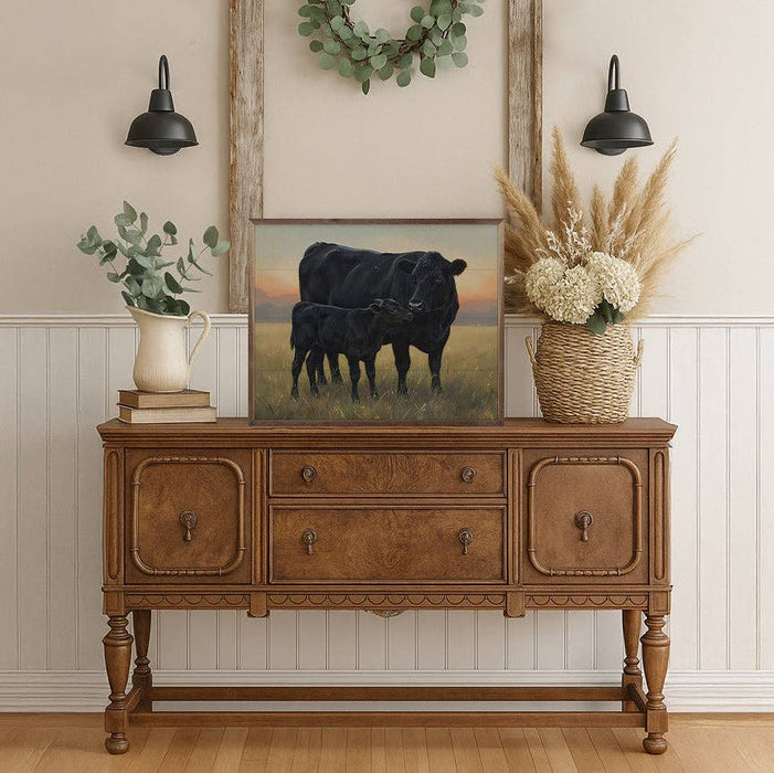 Kendrick Home - Beef Cow And Baby Standing: 20x16