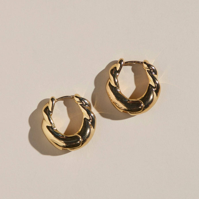 Nickel and Suede - Gold Wide Twist Hoops: Gold
