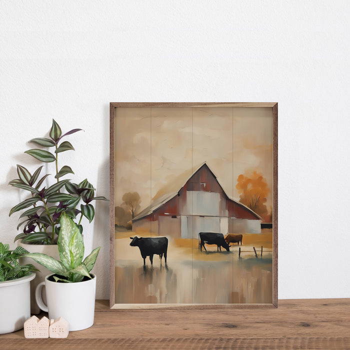 Kendrick Home - Red Barn With Cattle: 16 x 20 x 1.5