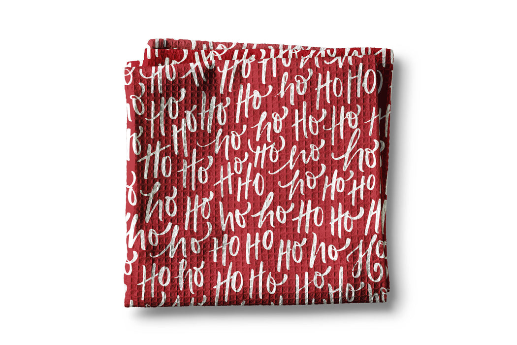 Canary Road - Ho Ho Ho Script Kitchen Tea Towel Waffle Holiday Decor