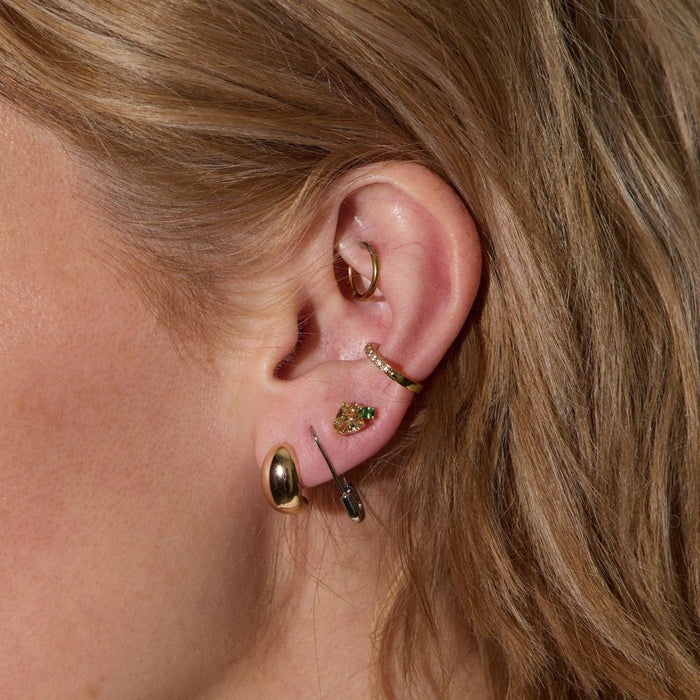 Nickel and Suede - Safety Pin Threader Earrings: Gold