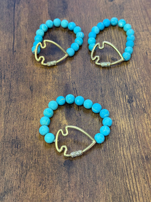 Paco Designs - NEW! Bling Arrowhead Chunky Stone Stretch Bracelet: Amazonite