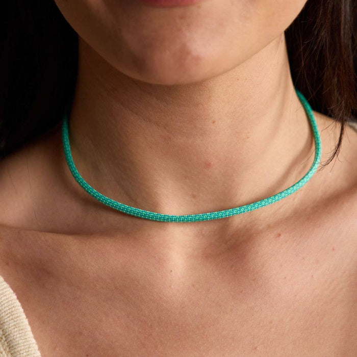 Nickel and Suede - Seafoam Minimalist Paracord Necklace: Gold