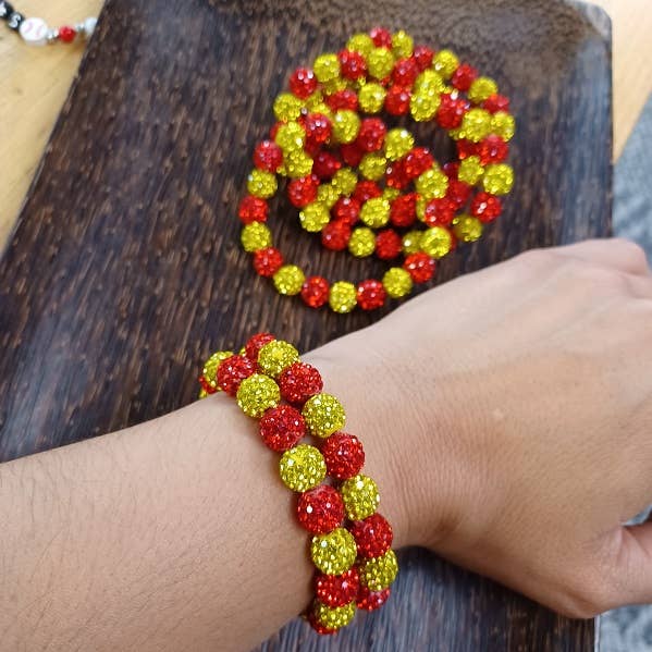 Paco Designs - Red and Yellow Bling Stretchy Bracelet