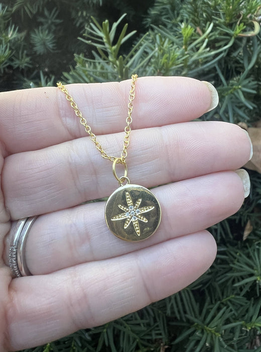Baubles by B - Gold Star Disc Celestial Medallion Charm Necklace Layering