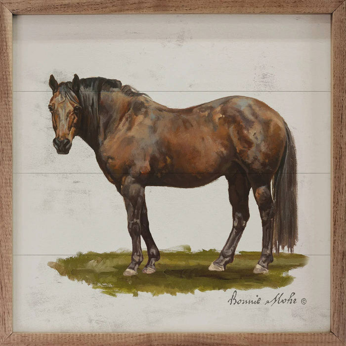 Kendrick Home - Horse On Grass By Bonnie Mohr: 4 x 4 x 1
